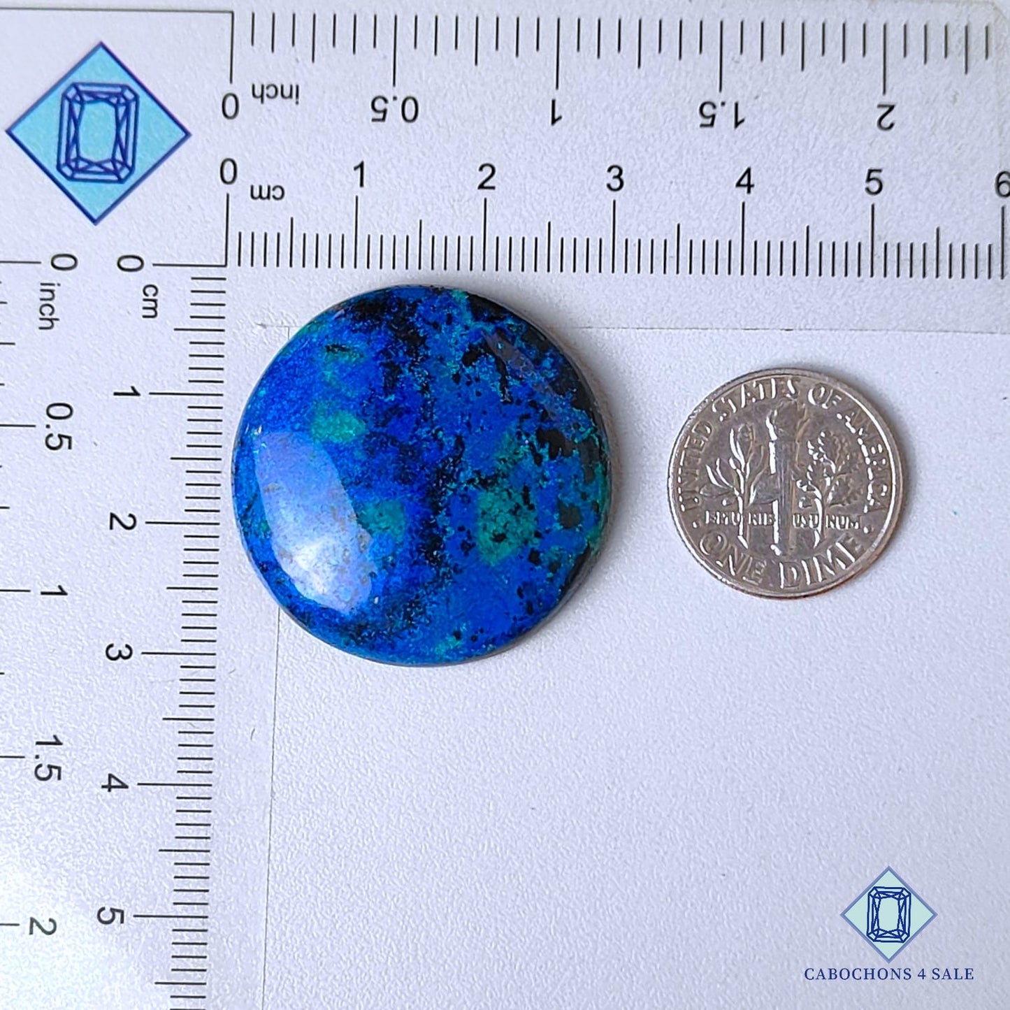 Natural Azurite Gemstone Round Cabochons 29*6mm from Morocco available for sale