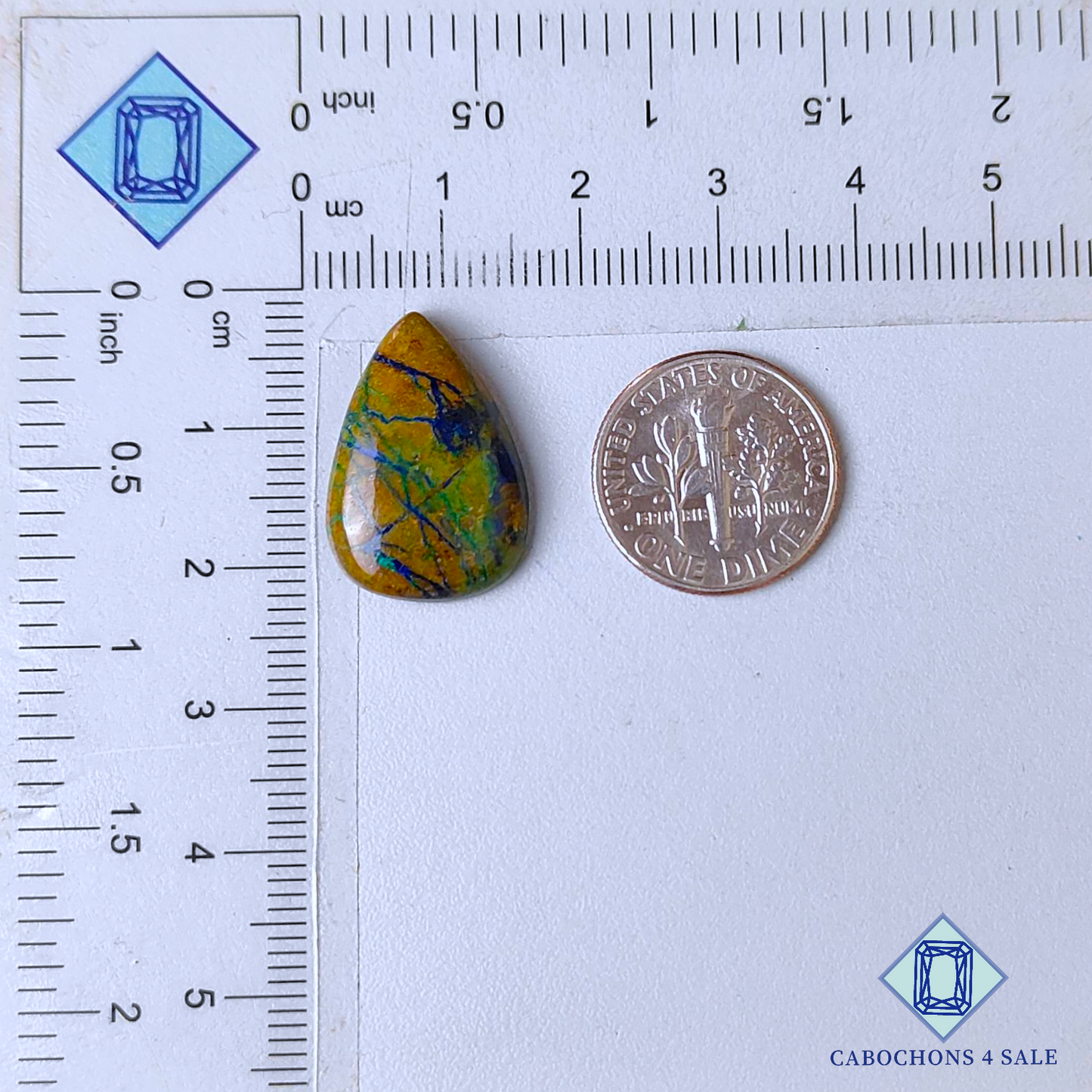 Cabujones de pera de azurita