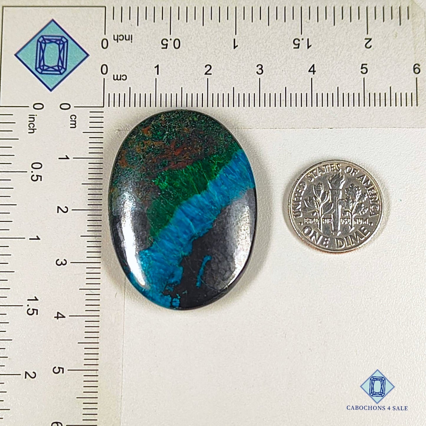 Natural Azurite Chrysocolla Gemstone Oval Cabochons 38*28*6mm  from Chile available for sale