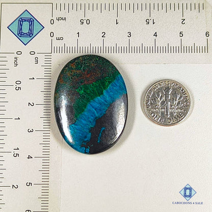 Natural Azurite Chrysocolla Gemstone Oval Cabochons 38*28*6mm  from Chile available for sale