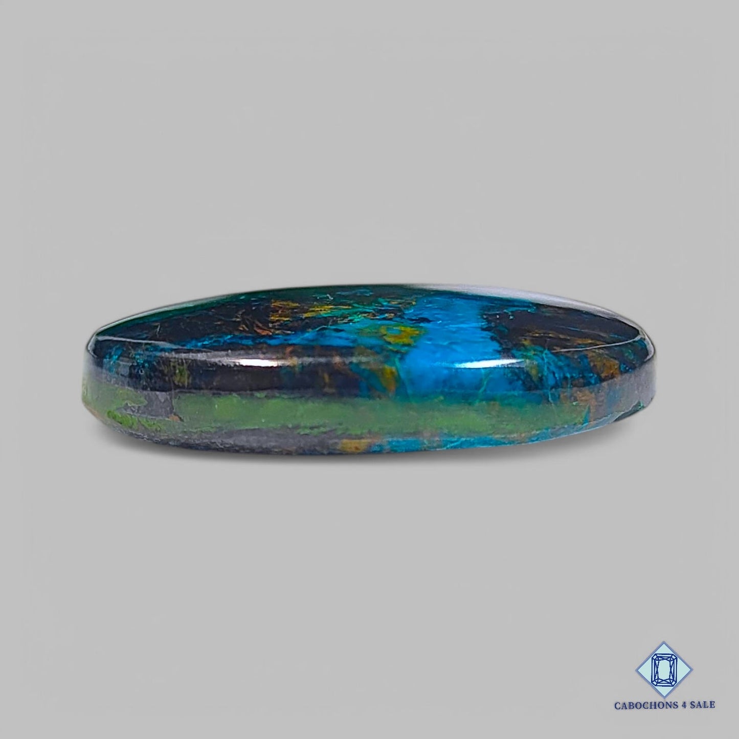 Natural Azurite Chrysocolla Gemstone Pear Cabochons 34*29*6mm from Brazil available for sale