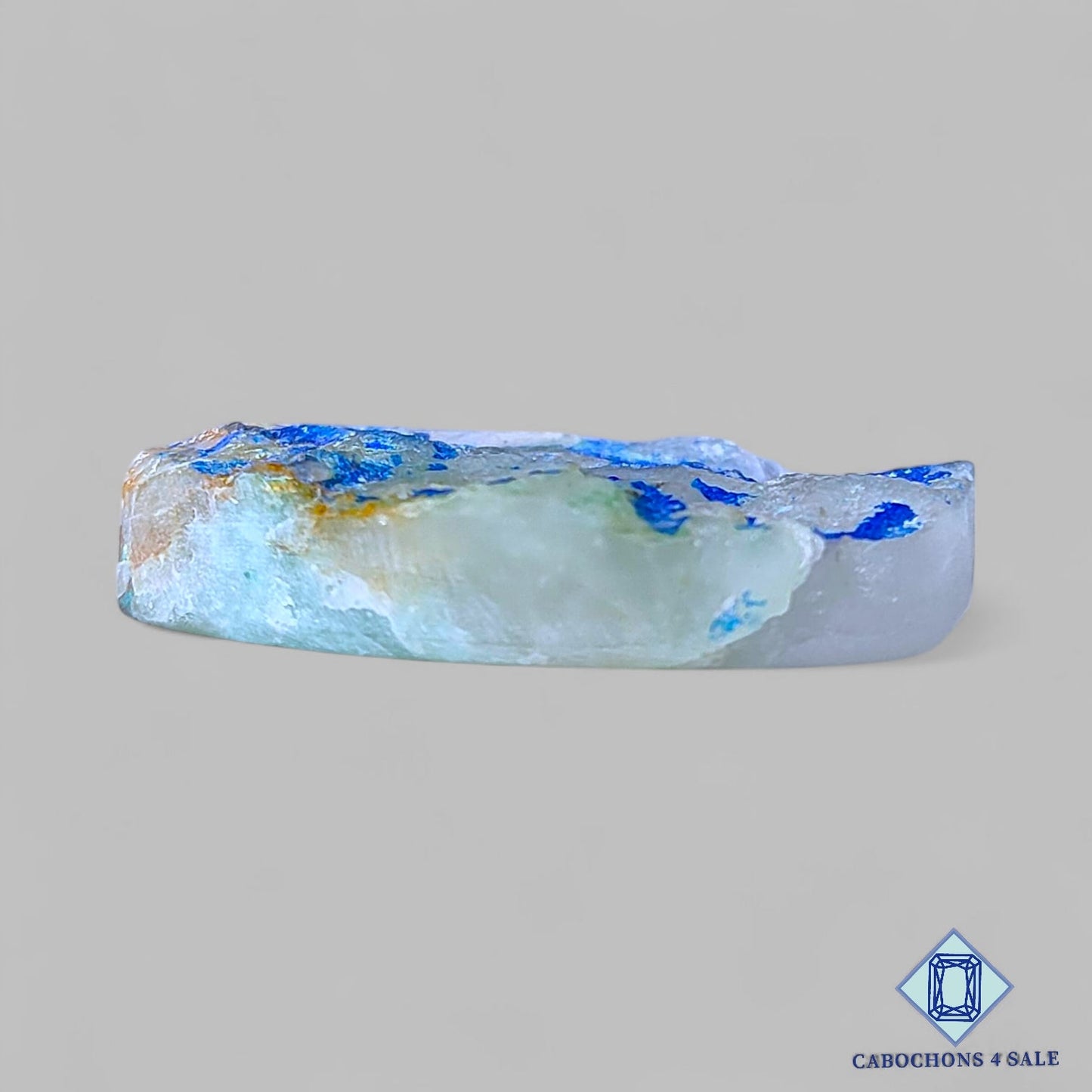Piedra preciosa de azurita y malaquita natural en forma de pera druzy de 34 x 26 x 6 mm, procedente de la República Democrática del Congo, disponible para la venta.