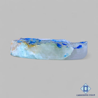 Piedra preciosa de azurita y malaquita natural en forma de pera druzy de 34 x 26 x 6 mm, procedente de la República Democrática del Congo, disponible para la venta.