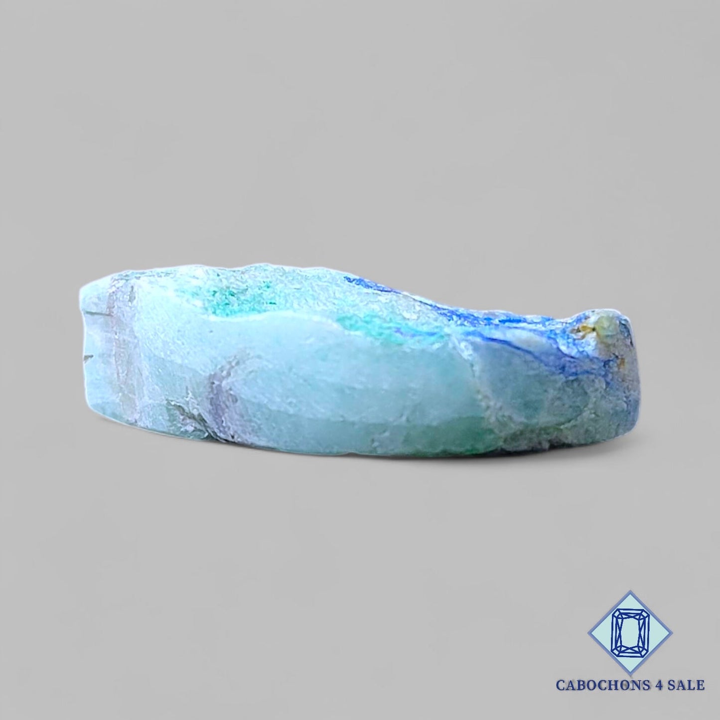 Piedra preciosa de malaquita azurita natural en forma de pera drusa de 31 x 22 x 9 mm, procedente de la República Democrática del Congo, disponible para la venta.