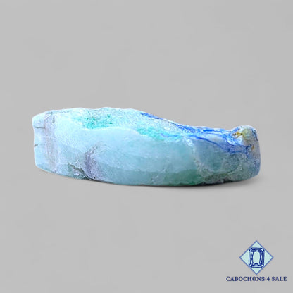 Piedra preciosa de malaquita azurita natural en forma de pera drusa de 31 x 22 x 9 mm, procedente de la República Democrática del Congo, disponible para la venta.