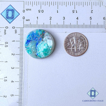 Natural Azurite Malachite Gemstone Round Druzy 22*7mm from Democratic Republic of the Congo available for sale