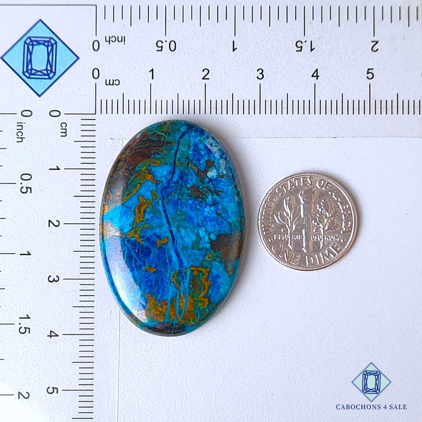 Natural Azurite Shattuckite Gemstone Oval Cabochons 39*26*5mm from Namibia available for sale