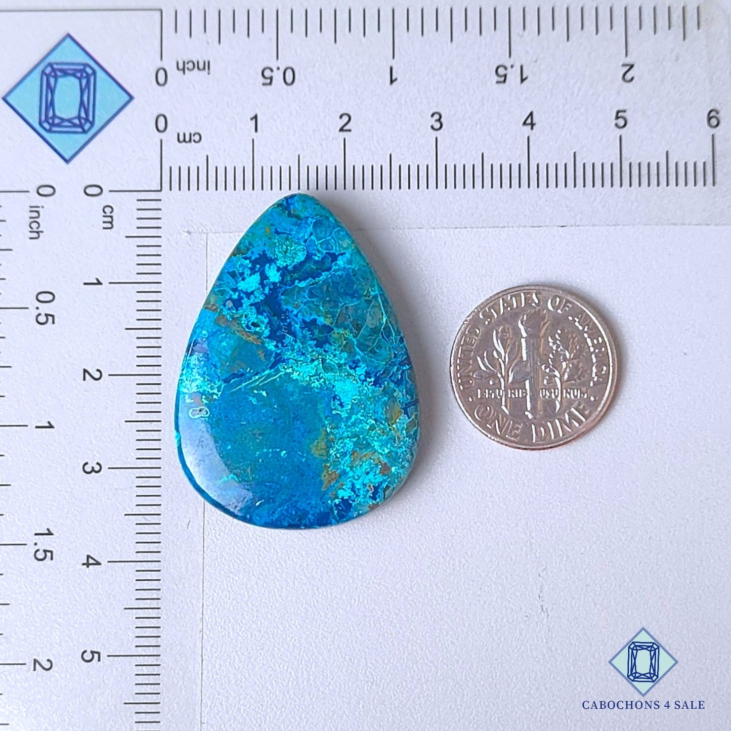 Natural Azurite Shattuckite Gemstone Pear Cabochons 36*26*6mm from Namibia available for sale