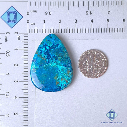 Natural Azurite Shattuckite Gemstone Pear Cabochons 36*26*6mm from Namibia available for sale