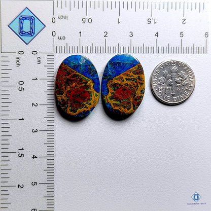 Azurite Shattuckite Oval Pairs