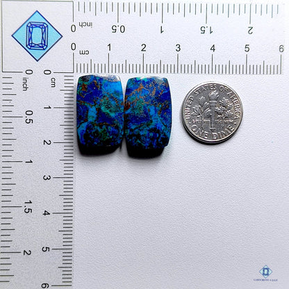 Azurite Shattuckite Rectangle Pairs