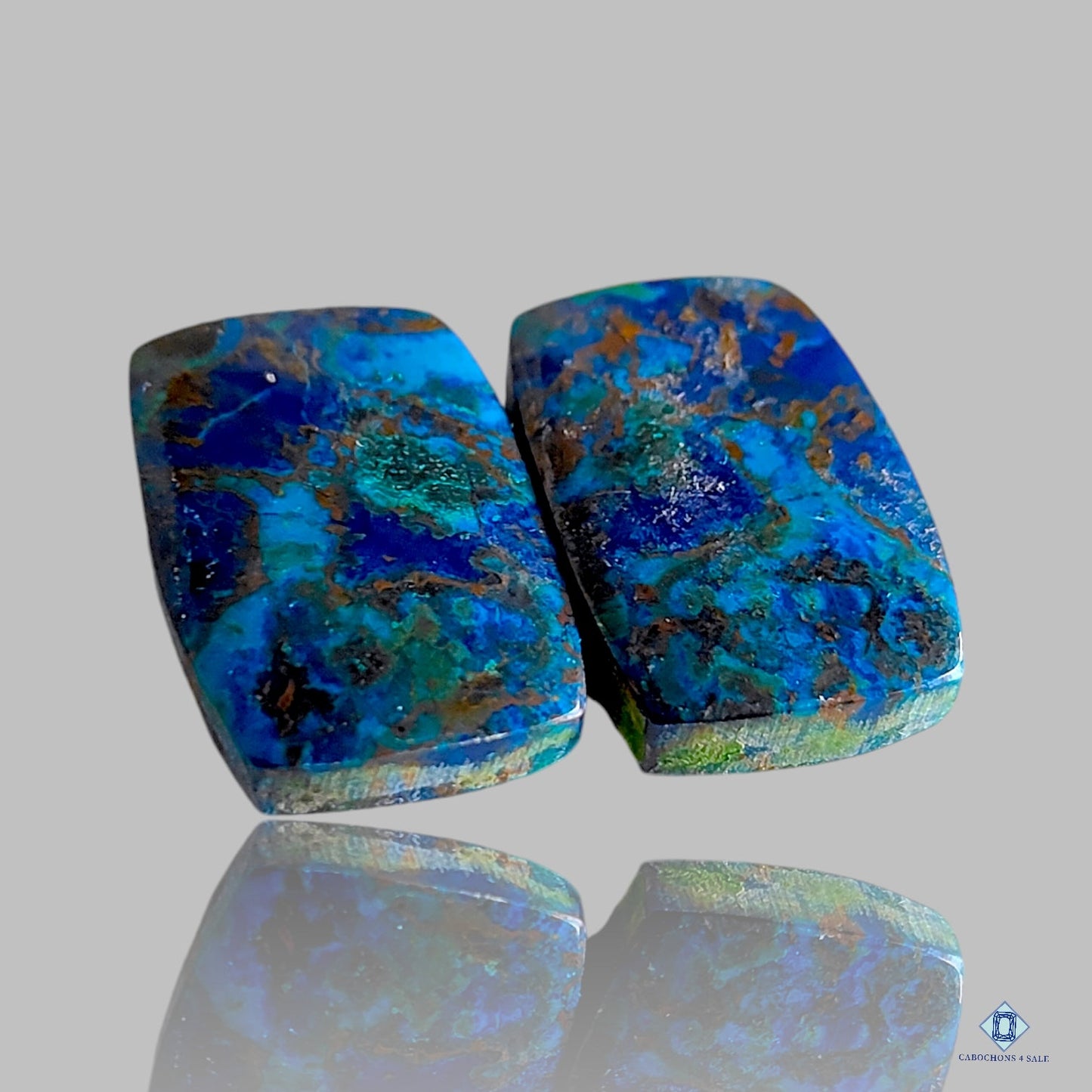 Azurite Shattuckite Rectangle Pairs