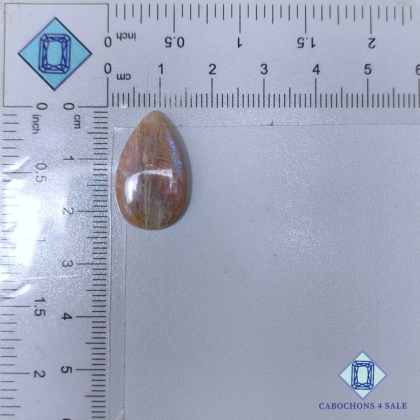 Cabujones de pera de belomorita (piedra lunar + piedra solar)