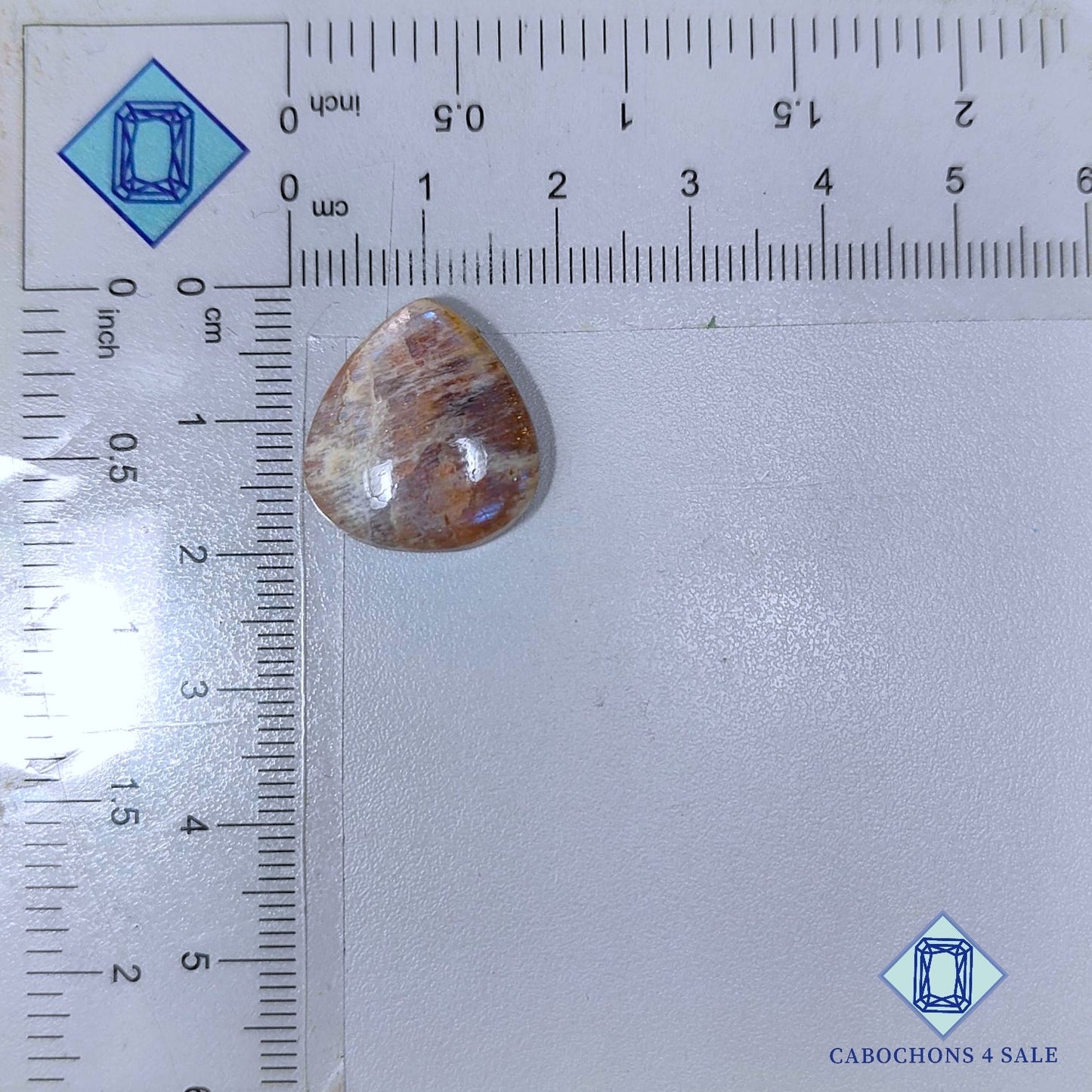 Cabujones de pera de belomorita (piedra lunar + piedra solar)