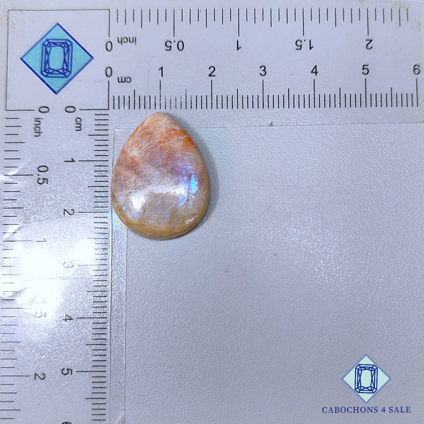 Cabujones de pera de belomorita (piedra lunar + piedra solar)