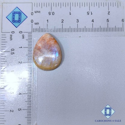 Cabujones de pera de belomorita (piedra lunar + piedra solar)