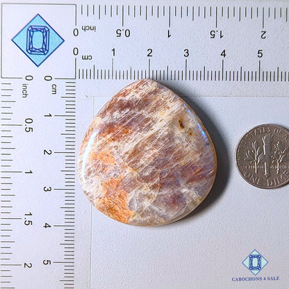 Natural Belomorite (Moonstone with Sunstone) Gemstone Pear Cabochons 40*38*6mm from Sri Lanka available for sale