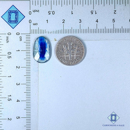 Natural Bi Color Blue Kyanite Gemstone  Oval Rose Cut 16*10*3mm from Brazil available for sale