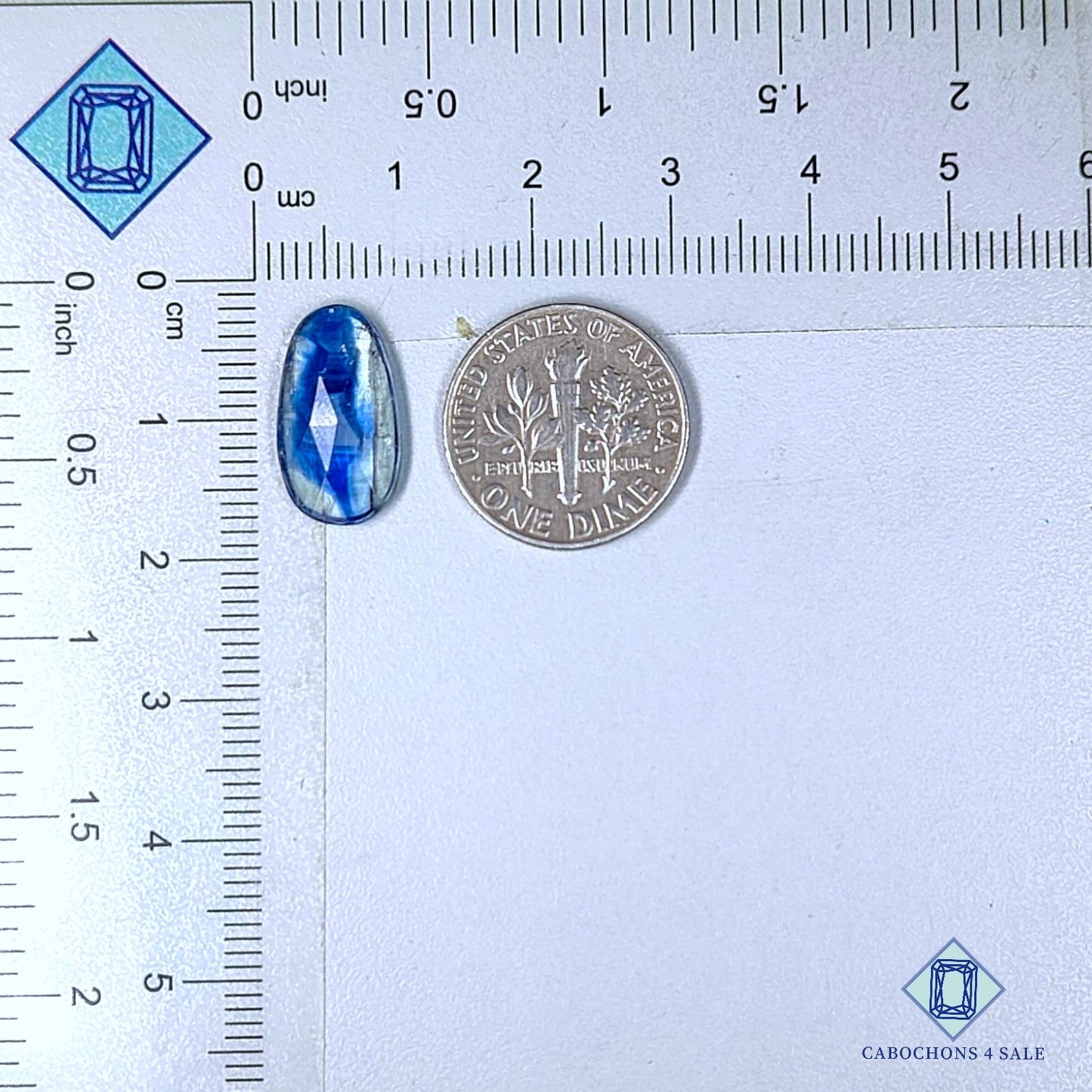 Natural Bi Color Blue Kyanite Gemstone  Oval Rose Cut 16*9*3mm from Brazil available for sale