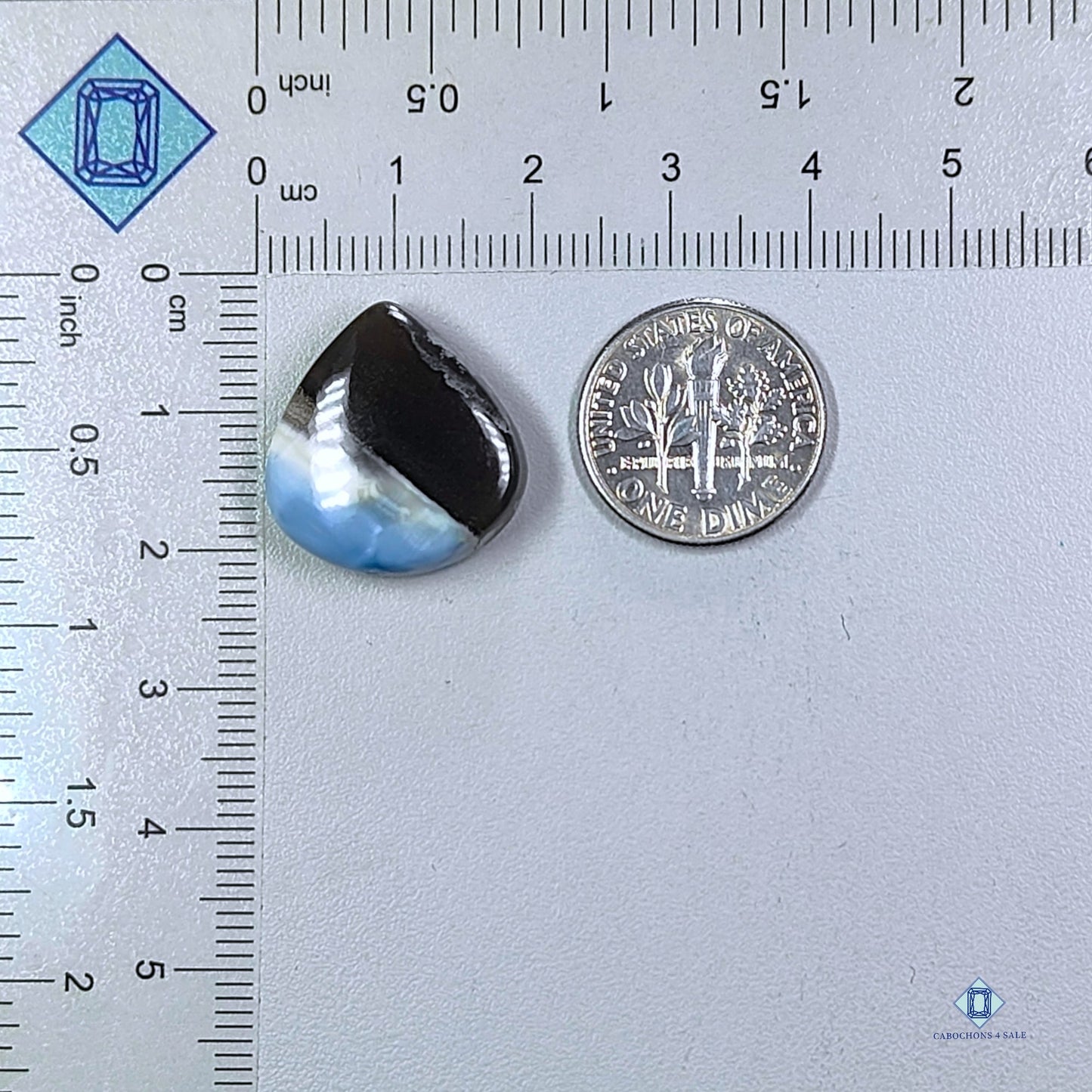 Cabujones de pera de ópalo azul bicolor