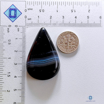 Black Banded Onyx Pear Cabochons