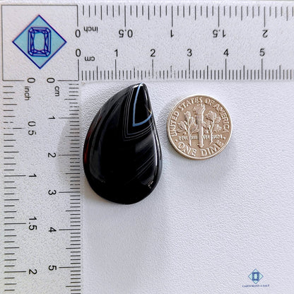 Black Banded Onyx Pear Cabochons