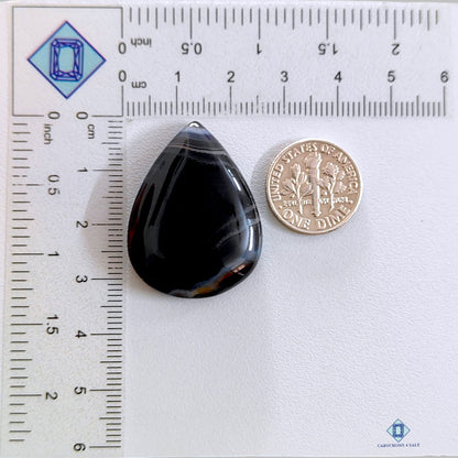 Black Banded Onyx Pear Cabochons