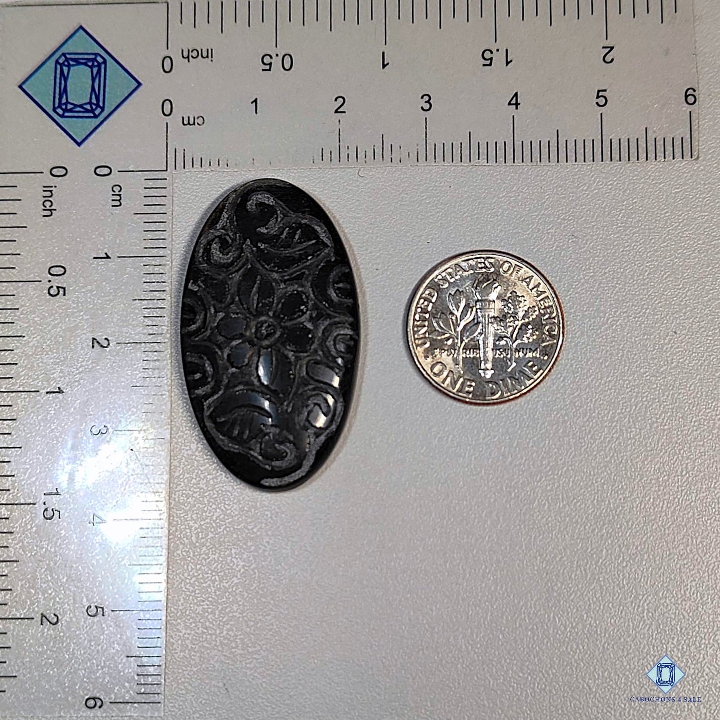 Black Mica Oval Carvings