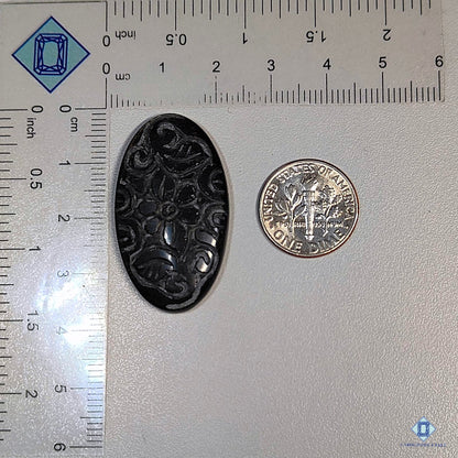 Black Mica Oval Carvings