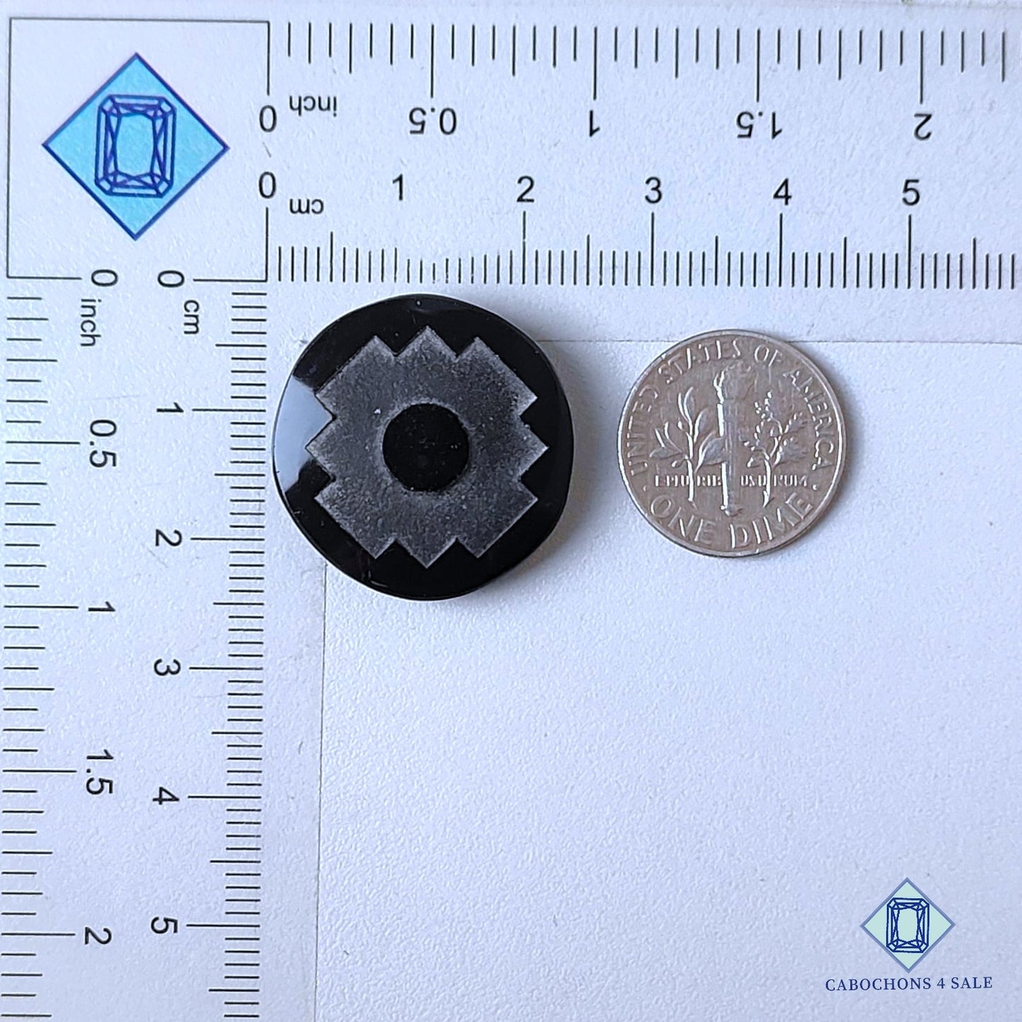 Natural Black Obsidian Gemstone  Round Carvings 23*6mm from Mexico  available for sale