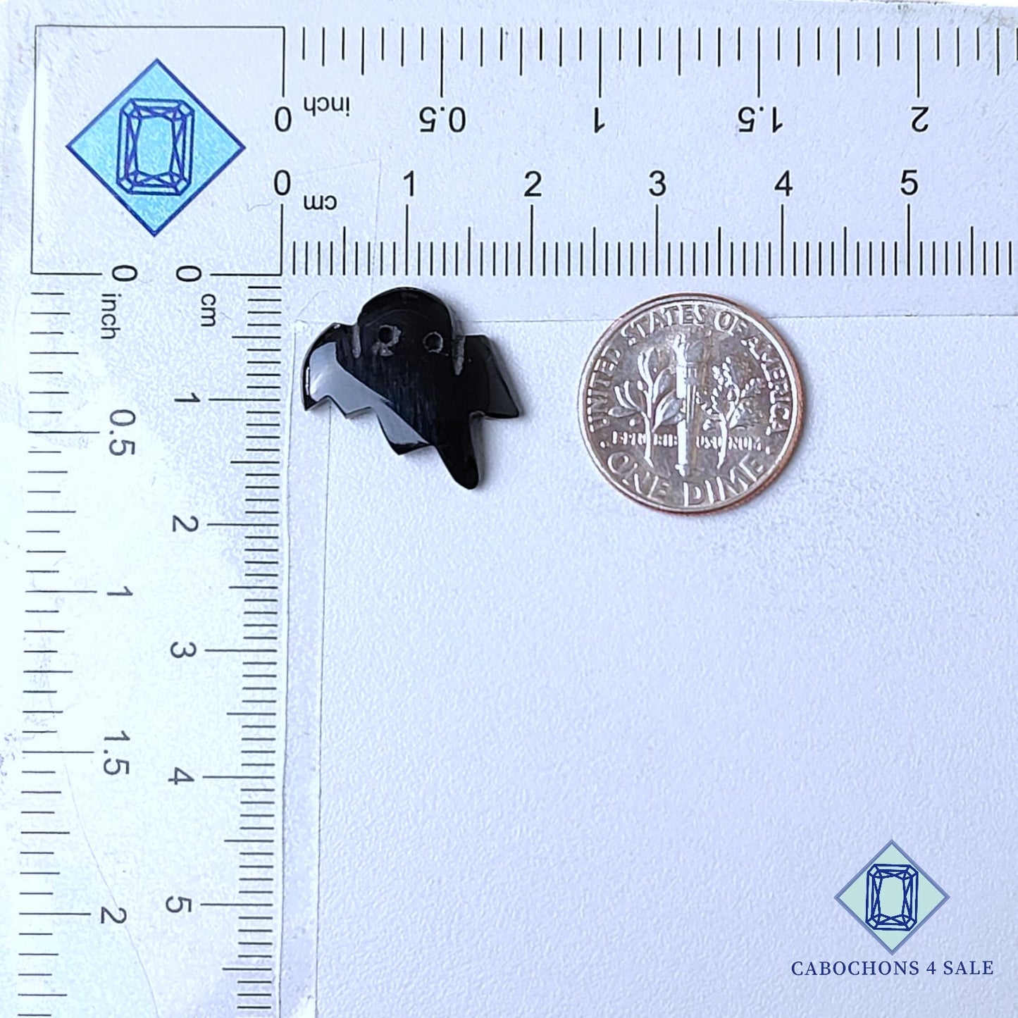 Natural Black Onyx Gemstone Halloween Carvings 17*17*3mm from Brazil available for sale