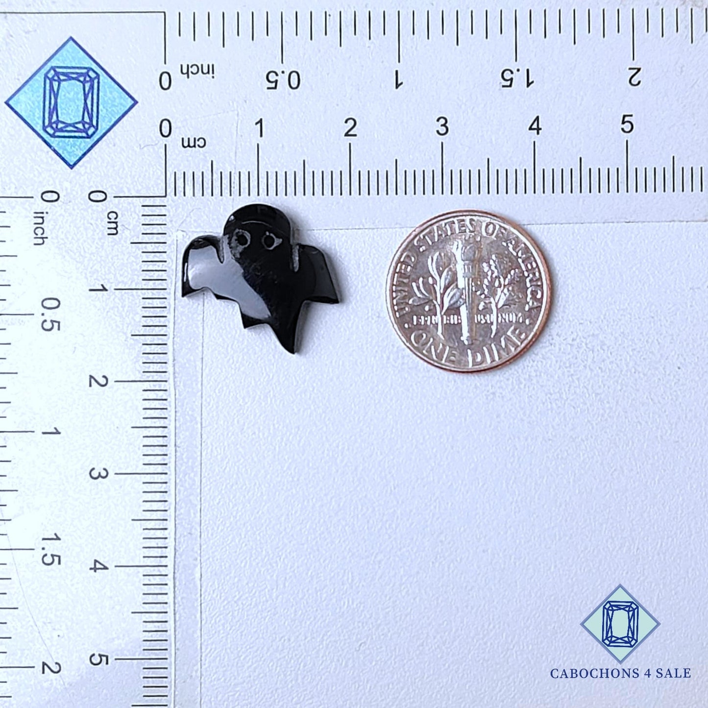 Natural Black Onyx Gemstone Halloween Carvings 16*17*3mm from Brazil available for sale