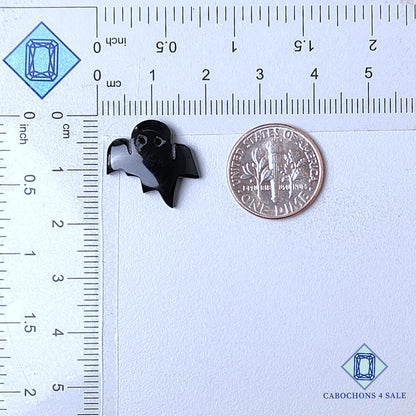 Natural Black Onyx Gemstone Halloween Carvings 16*17*3mm from Brazil available for sale
