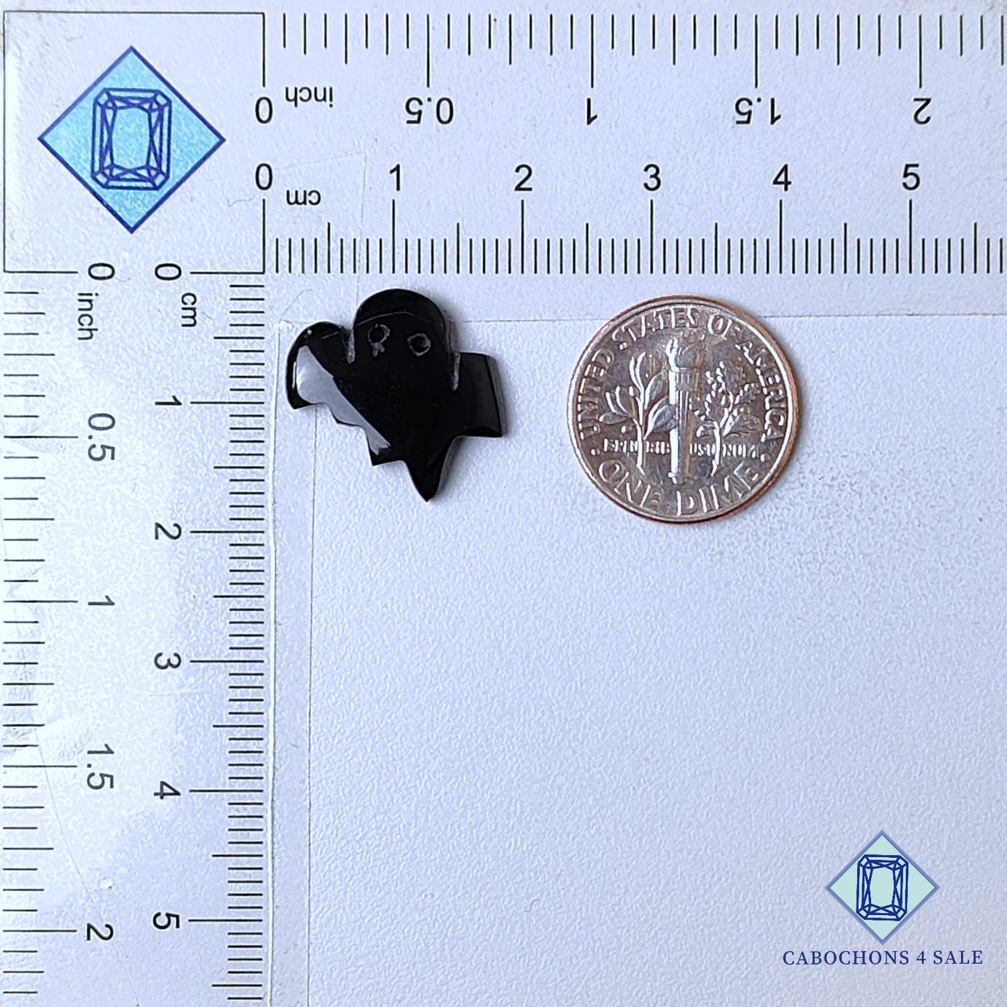 Natural Black Onyx Gemstone Halloween Carvings 16*16*3mm from Brazil available for sale