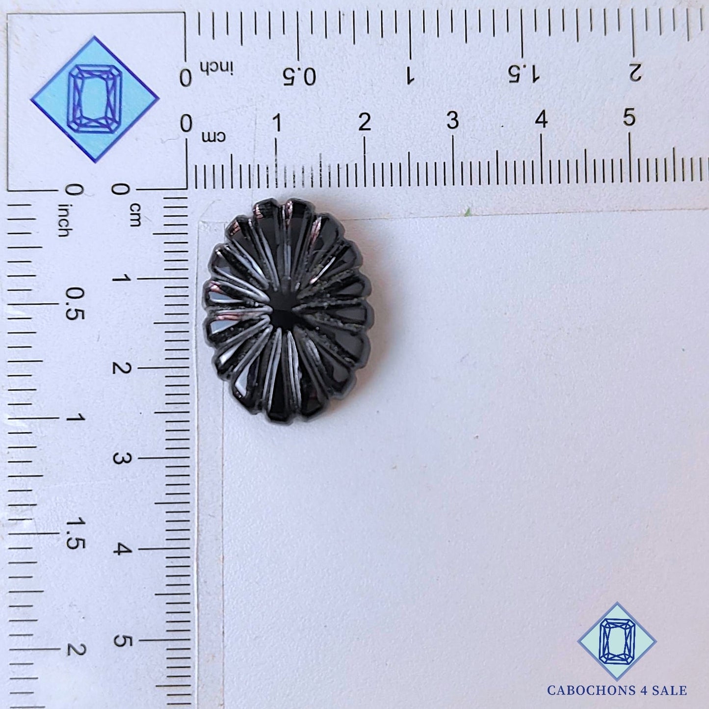 Natural Black Onyx Gemstone  Oval Carvings 25*19*6mm from Brazil available for sale