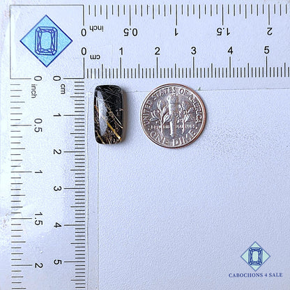 Black Onyx + Rutile Quartz Doublet Gemstone  Rectangle Doublets 16*8*5mm available for sale