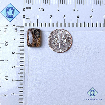 Black Onyx + Rutile Quartz Doublet Gemstone  Rectangle Doublets 14*10*6mm available for sale