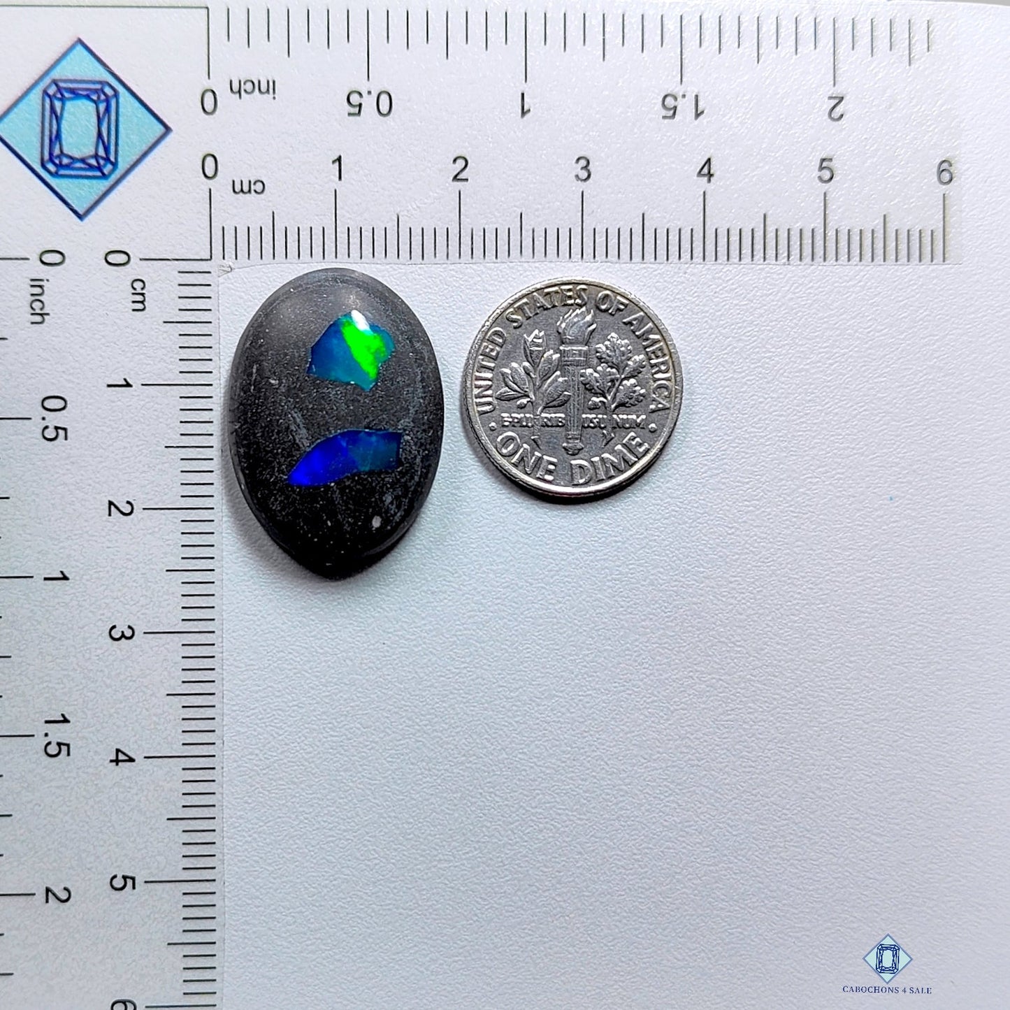 Black Onyx + Aurora Opal enlays Oval Doublets