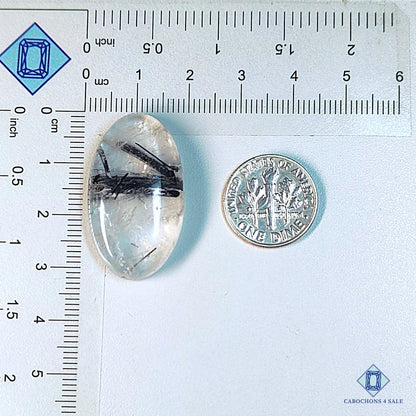 Natural Black Rutile Quartz Gemstone Oval Cabochons 31*18*8mm from Brazil available for sale