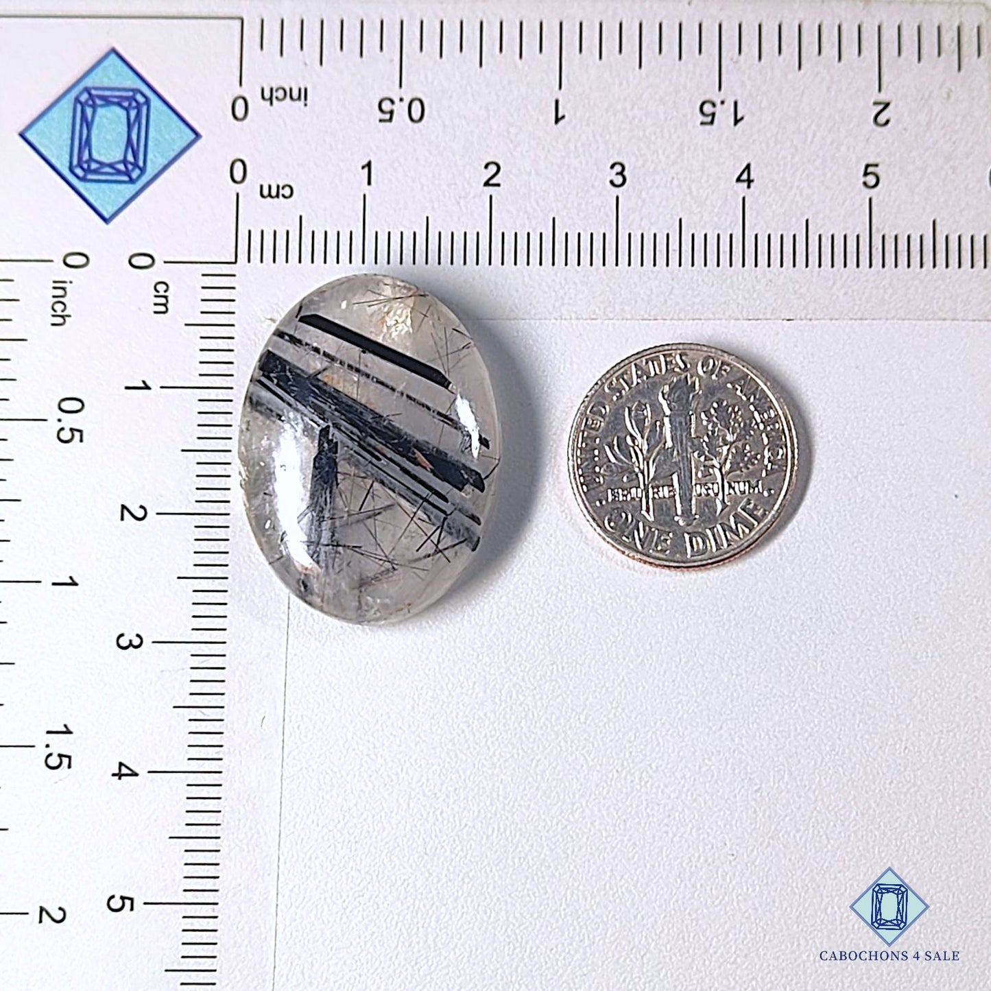 Natural Black Rutile Quartz Gemstone Oval Cabochons 27*20*7mm from Brazil available for sale