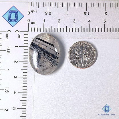 Natural Black Rutile Quartz Gemstone Oval Cabochons 27*20*7mm from Brazil available for sale