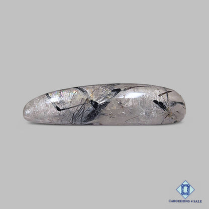 Natural Black Rutile Quartz Gemstone Pear Cabochons 32*12*7mm from Brazil available for sale