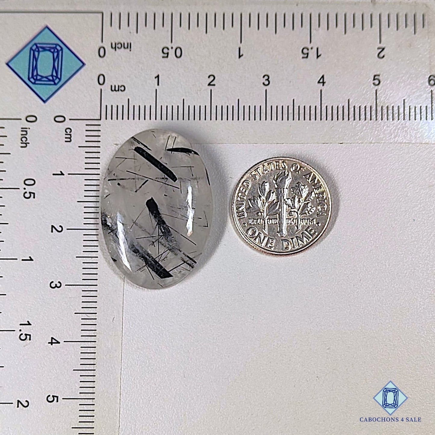 Natural Black Rutile Quartz Gemstone Oval Cabochons 28*20*5mm from Brazil available for sale