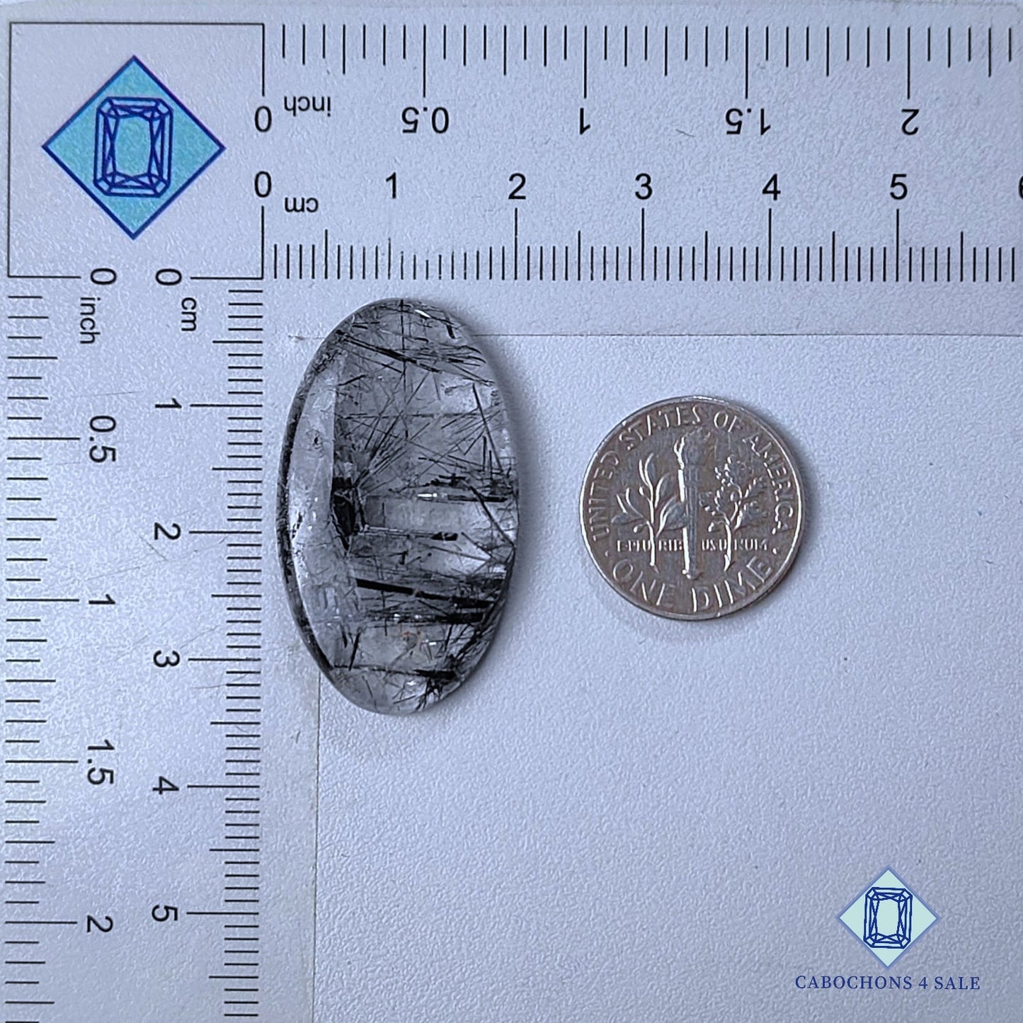 Natural Black Rutile Quartz Gemstone  Oval Cabochons 33*19*4mm from Brazil  available for sale