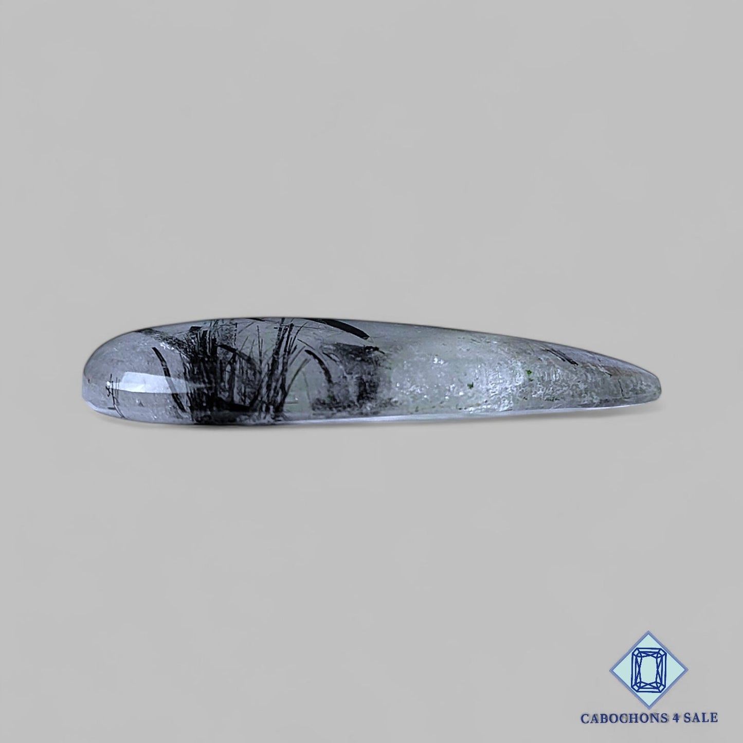 Natural Black Rutile Quartz Gemstone  Pear Cabochons 38*23*5mm from Brazil  available for sale