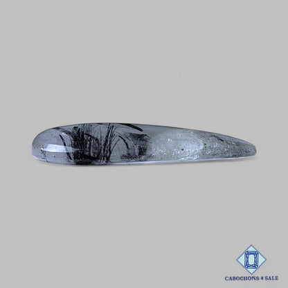 Natural Black Rutile Quartz Gemstone  Pear Cabochons 38*23*5mm from Brazil  available for sale