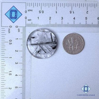 Natural Black Rutile Quartz Gemstone  Round Cabochons 25*4mm from Brazil  available for sale