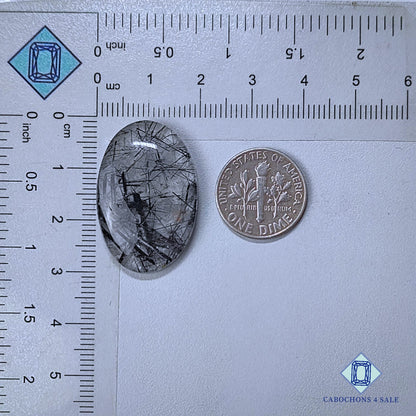 Natural Black Rutile Quartz Gemstone  Oval Cabochons 29*20*5mm from Brazil  available for sale