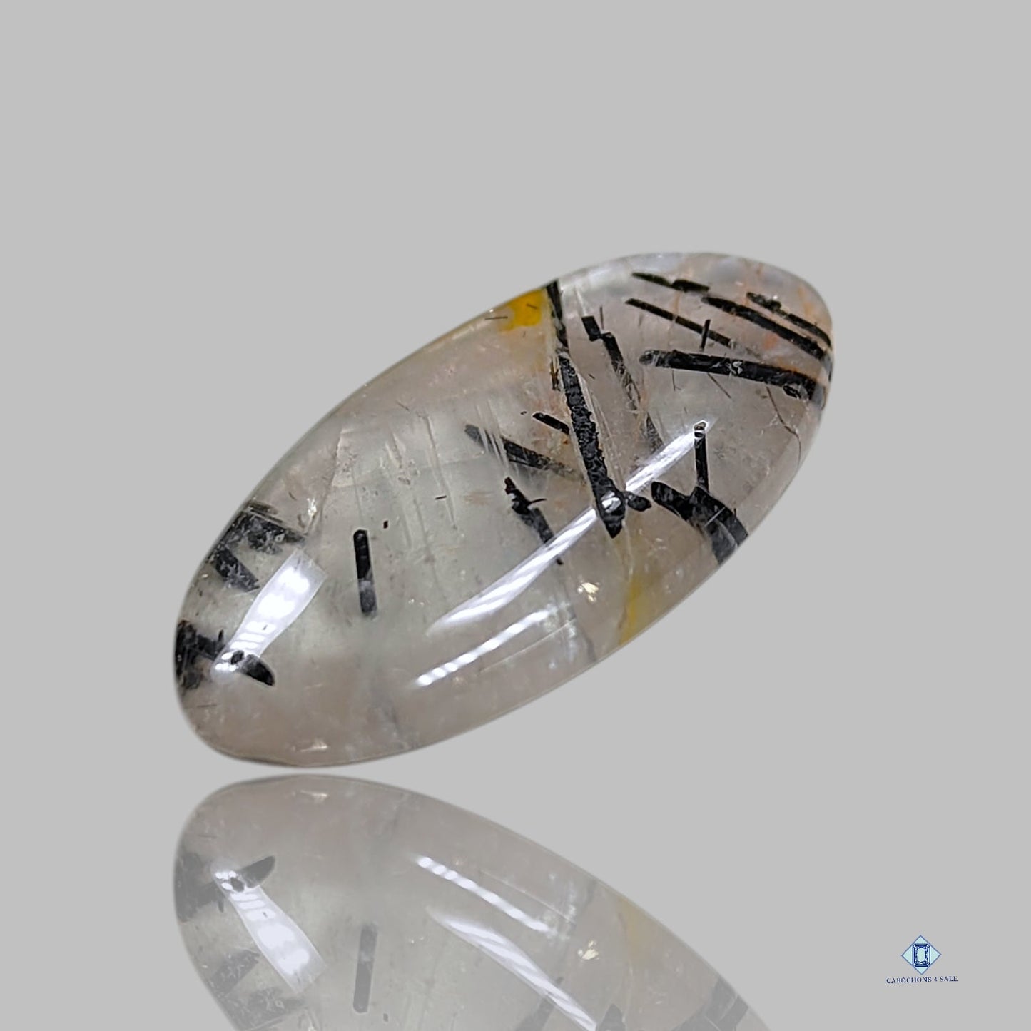 Black Rutile Quartz Oval Cabochons