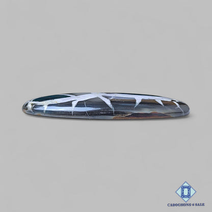 Cabujones ovalados de piedra preciosa septaria negra natural de 63 x 39 x 7 mm, procedentes de Marruecos, disponibles para la venta.